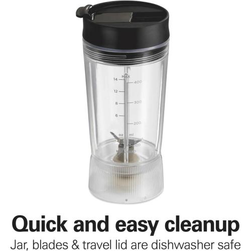 Personal Blender for Shakes and Smoothies with Leak-Proof Travel Lid, Stainless Steel Blades, 14 oz. Jar, black, 51190F