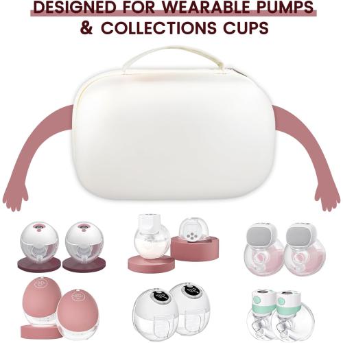 Sarlar Breast Pump Bag Carrying Case for Momcozy & Willow, Use with Hands Free Wearable Breast Pumps for Security/Medela/eufy/Bluefair, Travel Pumping Bag with Nipple Ruler & Removable Tray(Holds 2)