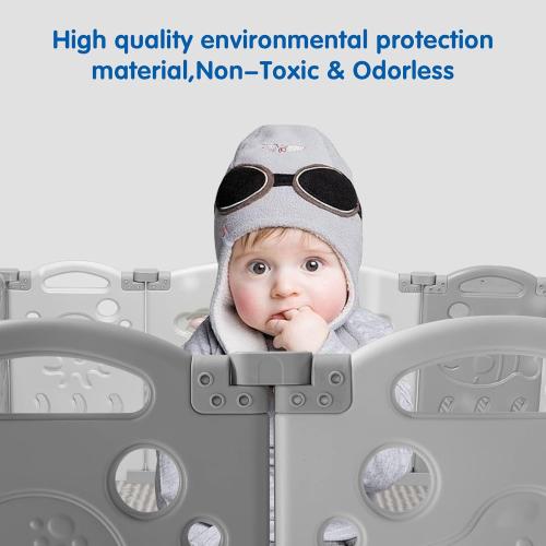 Albott Baby Playpen 22 Panel Foldable Baby playpen Folding Play Pen Kids Activity Centre Safety Play Yard Home Adjustable Shape, Portable Design for Indoor Outdoor Use (White Grey, 22 Panel)