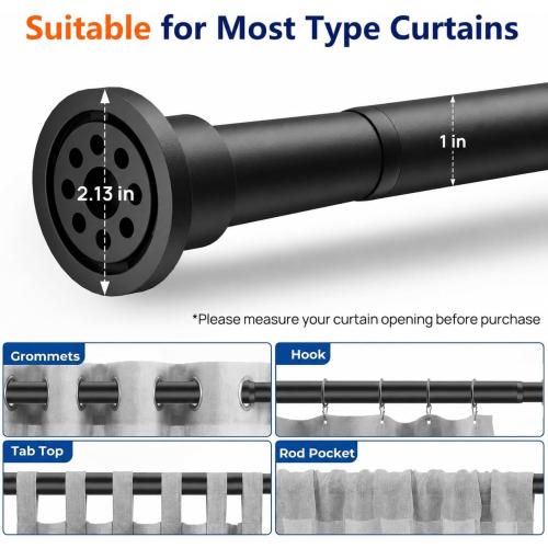 ALLZONE Heavy Duty Tension Shower Curtain Rod 42-83 Inches for Bathroom, Window, Non-Slip, Adjustable with Strong Spring Pole for Closet, Doorway, No Rust, No Drilling, Black‼️all hardware may not be included ‼️