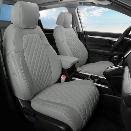 GIANT PANDA Car Seat Covers Full Set Custom Fit for Honda CRV EX,EXL,LX,Touring,Hybrid 2017 2018 2019 2020 2021 2022- Faux Leather (Gray/Grey)