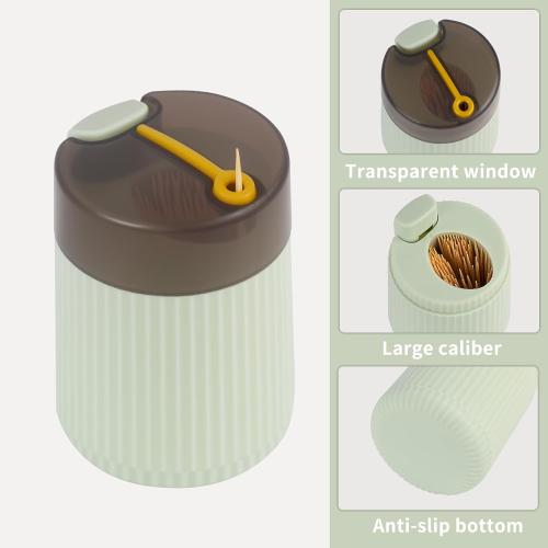 Automatic Toothpick Dispenser Holder, Plastic Toothpick Box, Release Press-type Tooth Pick Holder Dispenser, Dental Floss Box, Toothpicks Container for Home Bathroom Kitchen Storage(Green)