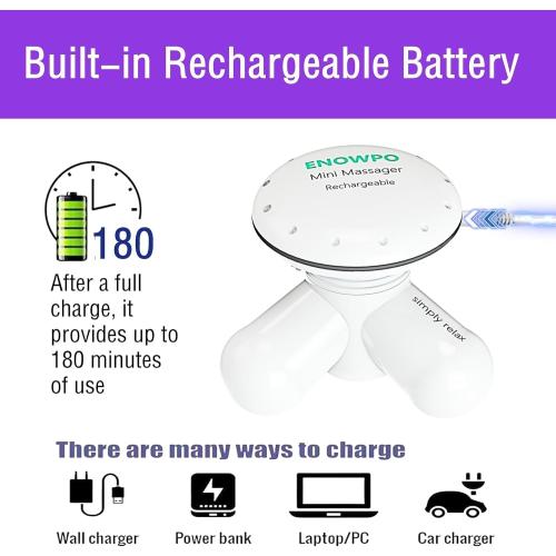 Handheld Mini Massager Hand Held Full Body Personal Massager Percussion Muscle Pain Relief for Neck, Back, Shoulder, Hand Massage Tools Cordless Massagers Vibrating-White