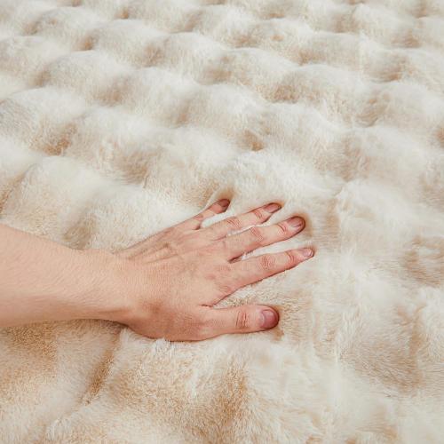 Creamy White Rabbit Plush, Fluffy Faux Fur Shaggy Area Rug