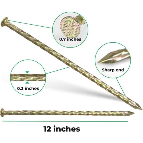 12 Inch Galvanized Heavy Duty Spiral Landscape Spikes, Metal Garden Stakes Edging Anchoring Spikes for Artificial Turf, Paver Edging, Weed Barrier, Tent, Camping, Carpentry,( 40 Pack)