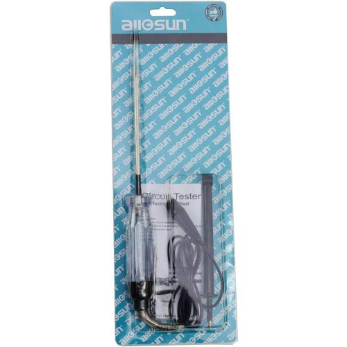 ALLOSUN GK5225 Automotive Wire Piercing DC Voltage Circuit 6V / 12V Hook Probe Tester 59 Inch Cord with LED & Buzzer Indicator, White