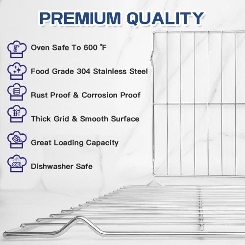 [Upgraded] 2Pcs Range Oven Racks W10256908 for Whirlpool/KitchenAid/Roper/Maytag/Kenmore Range, Replaces W10138079, 3195710, W10179196, 24 x 15.75 Size, Not Universal