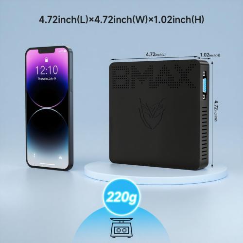 Bmax Mini PC B1 Pro Intel Gemini Lake N4000 (Up to 2.6GHz), 8GB LPDDR4 128GB eMMC Support M.2 SSD Expansion (512GB/2TB), 4K Dual Display 2.4G/5G WiFi & BT4.2 Mini Desktop Computer for Home/Office