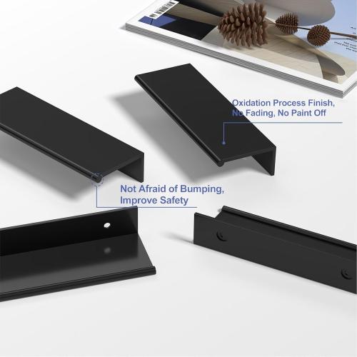 Peaha 10 Pack Kitchen Cabinet Handles 6-1/4 inch Black Pulls for Dresser Drawers Door Edge Finger Pull Aluminum Alloy Hardware