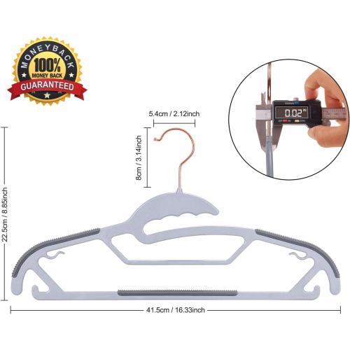 TIMMY Slim Plastic Hangers Non-Slip, 0.2in Ultra Thin Space Saving Closet Organizers, S-Shaped Design for Round Neck Shirts/Sweaters, Heavy Duty Hangers 50 Pack