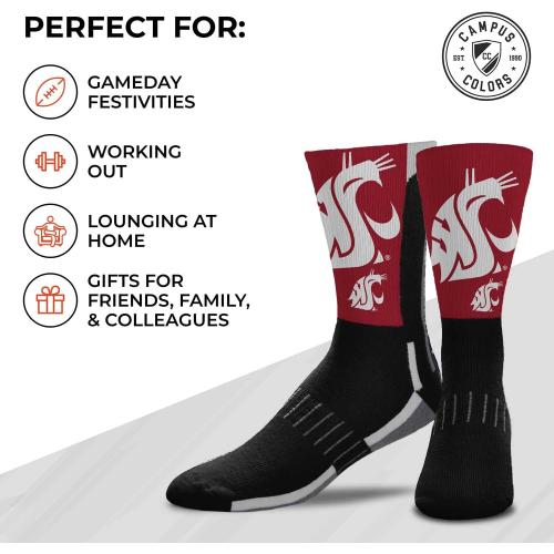 Size Large For Bare Feet NCAA Adult State and University Crew Socks - Polyester blend - Unisex - High-performance socks provide