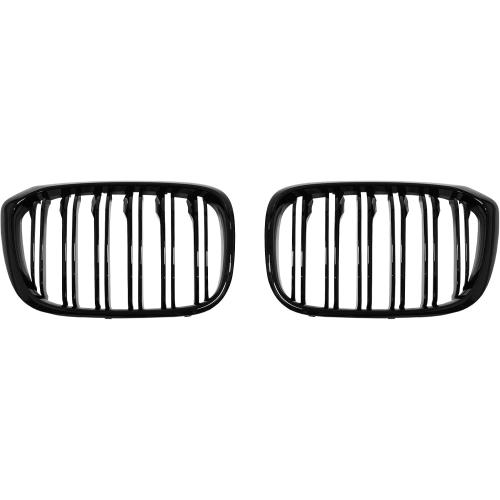 Rongxu X3 G01 Gloss Black Grille For 2018-2021 BMW X3 G01 2019-2021 X4 G02 Grill, Fit for 30i xDrive/M40i xDriver Double Slat Front Kidney Bumper Hood ABS Grille Insert Replacement, 2PCS