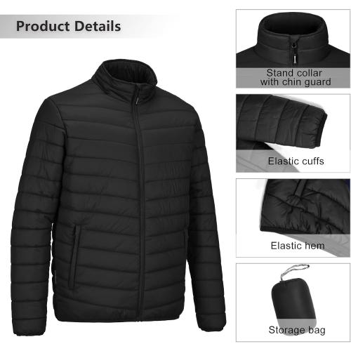 Outdoor Ventures Men's Lightweight Packable Puffer Winter Jacket Insulated Puffy Coat for Snow Ski Hiking Travel (4XL)