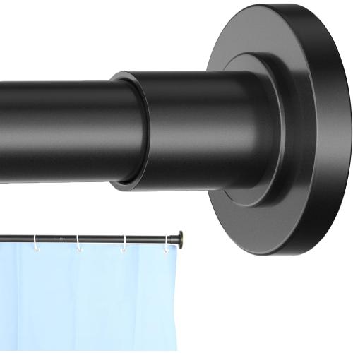 BLACK Shower Curtain Rod 31 to 104 Inch,1 Inch Diameter Adjustable Spring Tension Curtain Rod No Drilling Stainless Steel Telescoping Rod,No Rust