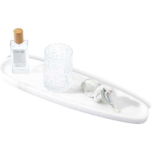 Color White Natural Marble Tray – Real Stone for Bathroom, Vanity, Counter, and Home Decor. Perfect for Jewelry, Candles, and Cosmetics. Durable, Elegant, and Unique Made of Real Stone（White）