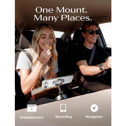 LISEN Suction Phone Mount【2026 Auto Vacuum 3.0】, 360 Adjustable Magnetic Phone Holder for Car Dashboard Universal Magsafe Accessories Gifts for Men Women for iPhone 17 Pro Max Air 16 15 14 13 12