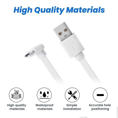10FT Power Extension Cable Compatible with Wyze Cam Pan v3 Otudoor Security Camera, Micro USB Cord 90 Degree Charger Adapter L-Shaped Long Flat Waterproof Charging Cord-White