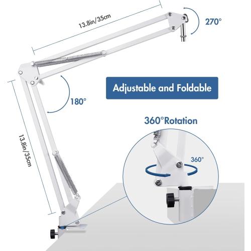 Rode Podmic White Boom Arm & Stand - Compatible with Rode Pod Microphone - Perfect for Podcasts, Gaming, Recording