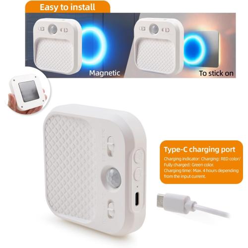 Led Night Light with Motion Detector 2 Pack, Cabinet Light Dimmable with Timer Function, Staircase Lighting 3 Color Temperature 3000/4500/6000K, Hallway Light Rechargeable 600mAh for Children's Room