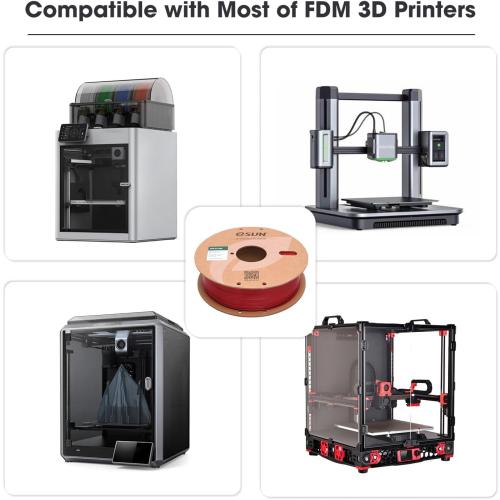 eSUN PLA Filament 1.75mm, High Toughness 3D Printer Filament Upgraded PLA Filament, Dimensional Accuracy  /- 0.03mm, 1KG Cardboard Spool (2.2 LBS) 3D Printing Filament for 3D Printers, Fire Engine Red