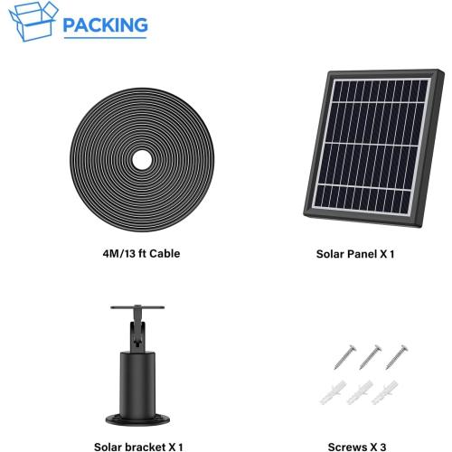 OLAIKE Solar Panel for Ring Stick Up Cam Battery/Plug-in, Waterproof Solar Charger Continuous Charging with 3.8M/12ft Waterproof Power Cable, Black
