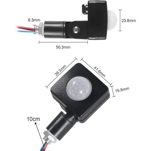 2PCS Human Body Infrared Sensor Adjustable PIR Motion Sensor Detector Outdoor Indoor Infrared Light Switch with LED Light Sensitive AC 85-265V Time Delay Home Lighting