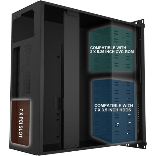 4U Server Cabinet Case - Rackmount Server Chassis with 7 PCI Slots, Lockable with Key