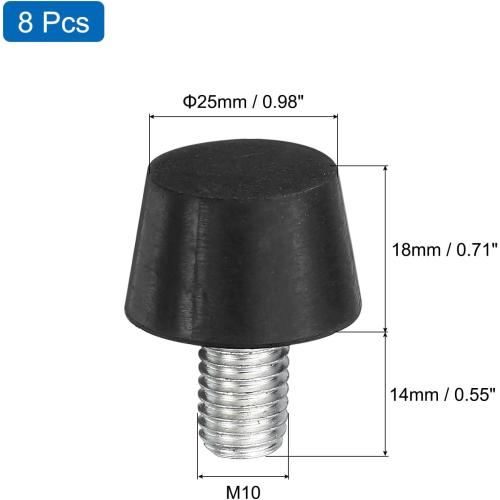 uxcell 8Pcs Thread Adjustable Levelling Feet, 0.98 x 0.71 Rubber Furniture Feet with M10 x 14mm Studs for Table Chair Feet Floor Protector, Black