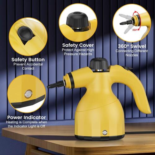 Handheld Steam Cleaner - Multipurpose Pressurized Steamer, Fast Heat w/ 9.18FT Cord - Chemical-Free Steam Cleaner for Home, Grout, Cars, Upholstery, Windows, Bathrooms & More