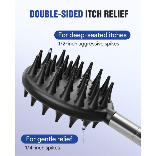 Gelibo Telescoping Large Back Scratcher with 5 Detachable Heads,Rubber Handles Gifts for Him, Gifts for Men, Extendable Back Massager Tool with Beautiful Box