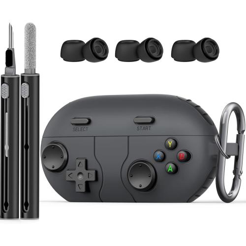 Cases for Beats Solo Buds 2024 Case Cover, Retro Funny Shock-Proof Protective Silicone Compatible with Beats Solo Buds Wireless Earbuds with Cleaning Kit and Keychain Accessories-Black
