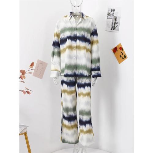 SOZE L...Fulbant Women Tie Dye Pants Set Shirts Long Sleeve Casual Sets Straight Trousers Single Breasted Tops Loose Outfits