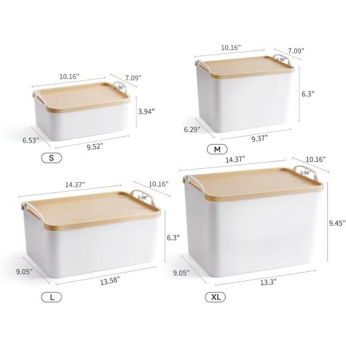 8 Packs Plastic Storage Bins with Lids Storage Organizing Containers Decorative Storage Boxes with Lids for Shelves Closet Desktop Playroom Classroom Office Drawers,White