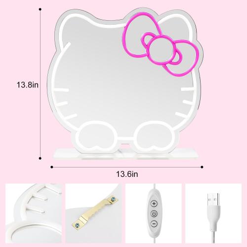 Anime Mirror Decor Light Up Mirror with Base Neon Sign for Wall Decor Girls Room Decor is A to Satisfy Girls Vanity USB Powered Dimmable Anime Decor Neon Mirror (13.8 * 13.6 inch)