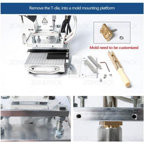 ZONEPACK Hot Foil Stamping Machine with Sliding Positioning Plate Tipper Stamper Bronzing Card Foil Custom Logo Embossing for PVC Leather PU and Paper Heat Press 110V ZS-110 Upgrade Version