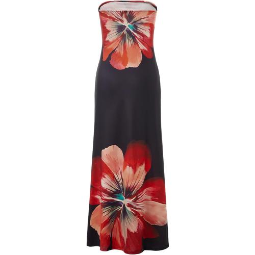 Size S ...Women's Floral Maxi Tube Dress Aesthetic Y2K Bodycon Strapless Maxi Dress Coquette Going Out Streetwear Outfit
