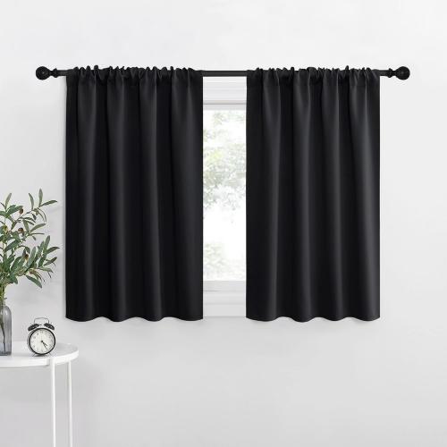 NICETOWN Short Curtains, Black Out RV Bunk Panels for Kitchen - Energy Smart Decoration Thermal Insulating Blackout Drapes/Draperies for Small Window (2 Panels, 34 inches Wide by 30 inches Long)