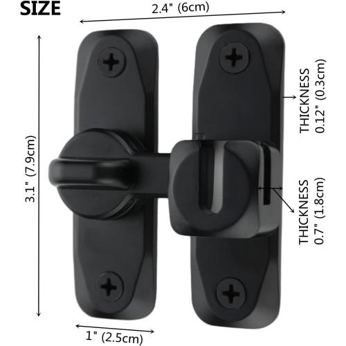 Flip Door Latch Black 180 Degree Heavy Duty Bar Gate Latches Safety Door Lock, Bold Thickened Anti-Rust Update Design (90-180Filp Door Latch)