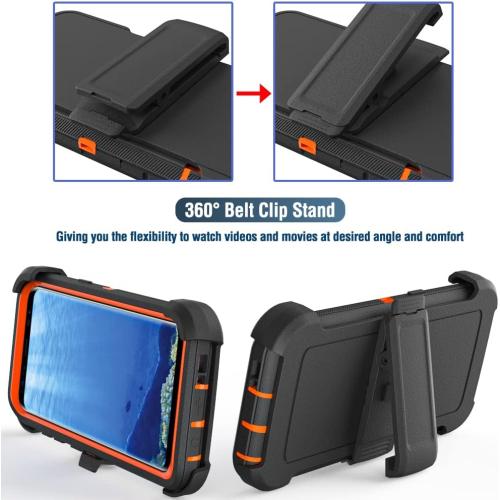 Case for Galaxy S8 with Clip, Heavy-Duty Tough Rugged Shockproof Drop Protective Cover Cases for Samsung Galaxy S8, Black Orange