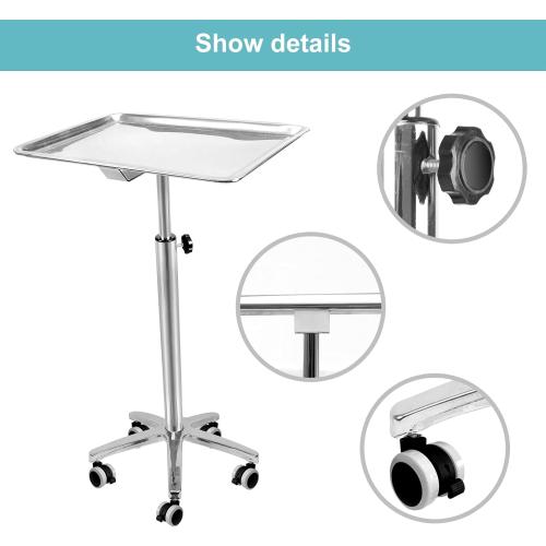 Premium Extra Large Salon Tray Medical Tray Mayo Stand with Brake Wheels