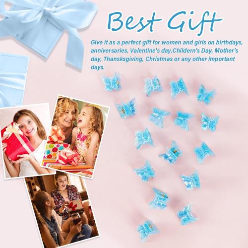 Ahoney Mini Butterfly Hair Clips for Hair with Box Glitter 90s Y2k Hair Accessories for Girls Women (Blue)