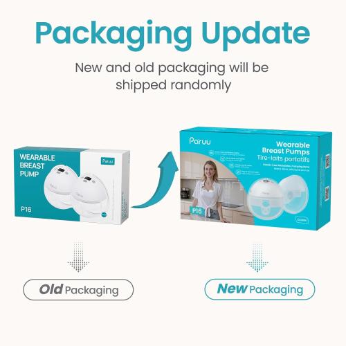 Paruu Hands Free Breast Pump P16, Wearable Breast Pump Electirc Portable with 4 Modes & 12 Levels, Max 309mmHg Strong Suction 19/21/24mm Flange Inserts Wearable Breastfeeding Pump, 2 Pack White