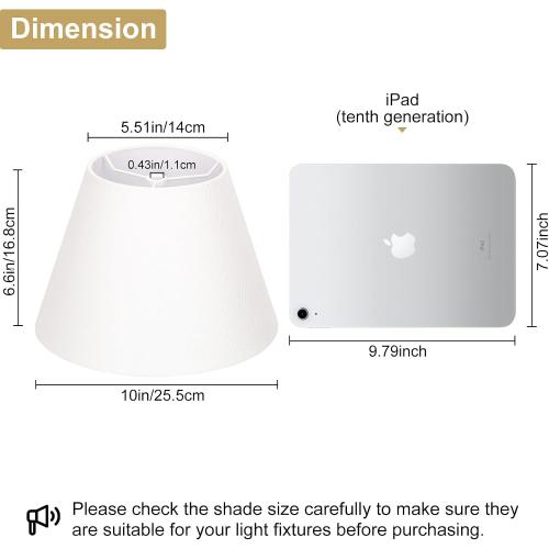 Small Lamp Shades Set of 2, 5.5 Top x 10 Bottom x 6.6 High, Small White Lamp Shades for Table Lamps, Fabric Lampshade Replacement for Bedside Lamp, Wall Sconces, Spider, Clip on Adapters Included