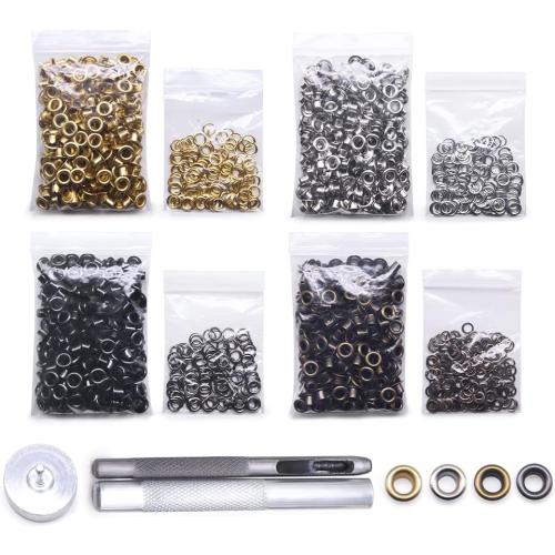 SEMINI Grommet Kit 800 Sets 3.5mm Gronmets Eyelets with 3 Pieces Install Tool Kit, 4 Colors