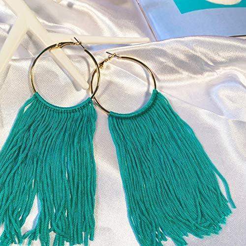 Earrings for Women Bohemian Hoop Drop Tassels Western Earrings Dangle Country Earrings Summer Beach Long Tassels Earrings for Women