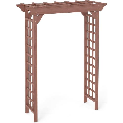 Wooden Garden Arbor, 7ft Wedding Arch for Ceremony, Outdoor Wood Trellis for Climbing Plants, Rustic Pergola for Backyard, Patio, Christmas & Party Decor, (Brown, 63 * 23 * 85)