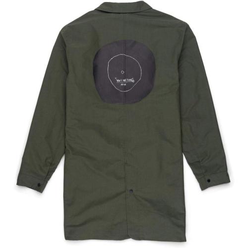 SIZE SMALL Herschel Mac Jacket Basquiat Now's The Time Dark Olive Men 60% cotton 40% polyester fabric with DWR finish Woodland Camo internal yoke/Tonal striped nylon lining