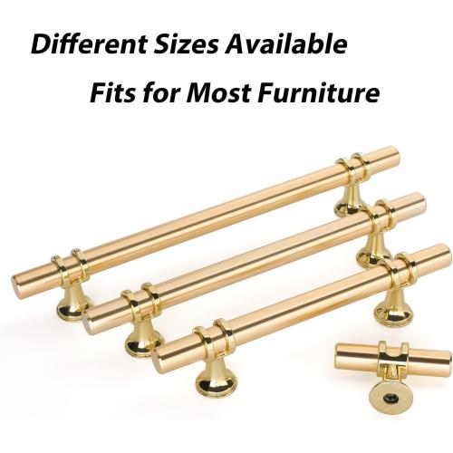 5 Gold 10Pack Rergy Cabinet Handles Drawer Pulls and Knobs, 10Pack Gold 5inch Hole Center, Kitchen Hardware for Dresser Handle Zinc Alloy Furniture Pull