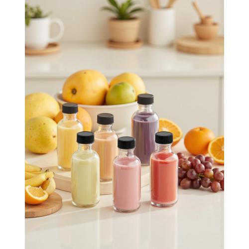 2OZ Small Glass Bottles with Lids and Funnels, 60ml Boston Round Glass Bottles, Mini Bottle, Perfect for Diy Essential Oils, Perfumes, Whiskey and Juices, 24 Pack Clear