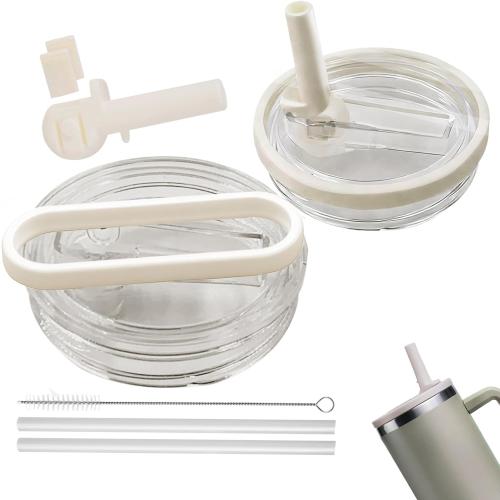 2 Pack Leak Proof Flip Straw Lid Replacement for Stanley Quencher H2.0 40 oz, Detachable Straw Spillproof, 3.6” Exact Fit, Dishwasher Safe For Stanley Cup Accessories